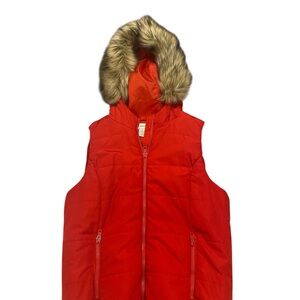 Liz Claiborne Red Vest with Faux Fur Trim